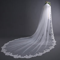 Elegant Bride Head Piece Three Meter Cathedral Wedding Veil Lace Edge Bridal Veil