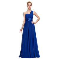 New Fashion One Shoulder Chiffon Evening Dresses Simple Ruffled Evening Gowns