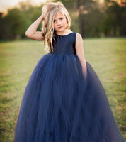 Fashion Tiered Tulle Flower Girl Dresses Kids O-neck Sleeveless Wedding Party Dresses