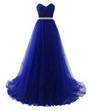 Custom Made Strapless A-line Evening Dresses Women Banquet Tulle Evening Gowns