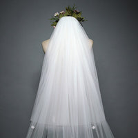 Fancy Lace Wedding Veils One-layer Big Trailing Cathedral Bride Veils