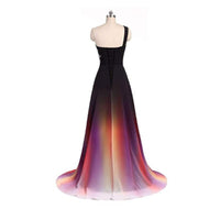 Fashion A-line One Shoulder Evening Dresses Women Banquet Evening Gowns With Gradient Colors