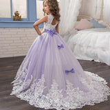 Sequined Sleeveless Ball Gown Flower Girl Dresses Kids Lace Appliqued Wedding Party Dresses