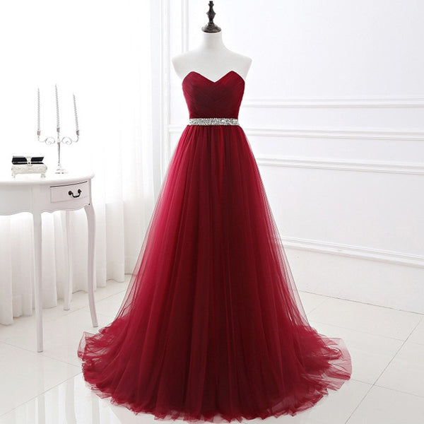 Custom Made Strapless A-line Evening Dresses Women Banquet Tulle Evening Gowns