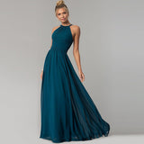 Sexy Halter Backless Evening Dresses Custom Made Sleeveless Chiffon Evening Gowns