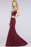 Fashion Boat Neck Backless Evening Dresses Women Sheath Lace Appliqued Evening Gowns