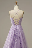 Custom Made A-Line Spaghetti Strap Backless Evening Dresses Lace Formal Evening Gowns