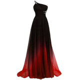 Fashion A-line One Shoulder Evening Dresses Women Banquet Evening Gowns With Gradient Colors