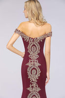 Fashion Boat Neck Backless Evening Dresses Women Sheath Lace Appliqued Evening Gowns