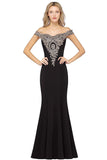 Fashion Boat Neck Backless Evening Dresses Women Sheath Lace Appliqued Evening Gowns