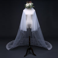 VLLUSISA Big Trailing Lace Trim Wedding Veils Cathedral Bridal Veils