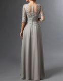 Ruffled A-line Wedding Party Dress Women Long Style Lace Chiffon Mother Of The Bride Dress