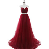 Custom Made Strapless A-line Evening Dresses Women Banquet Tulle Evening Gowns