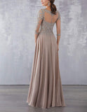 Illusion A-line Wedding Party Dress Sexy Cut-out Lace Chiffon Mother Of The Bride Dress