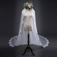 Elegant Bride Head Piece Three Meter Cathedral Wedding Veil Lace Edge Bridal Veil