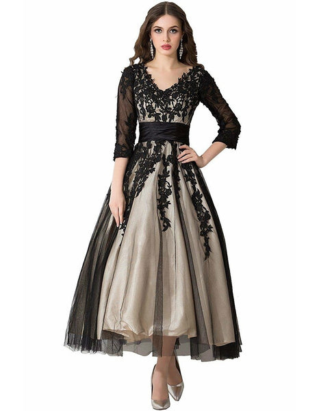 VLLUSISA A-line Wedding Party Dress Maxi Three Quarter Sleeve Lace Mot VLLUSISA A-line Wedding Party Dress Maxi Three Quarter Sleeve Lace Mot