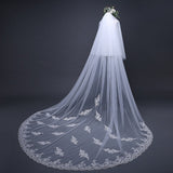 VLLUSISA Big Trailing Lace Trim Wedding Veils Cathedral Bridal Veils