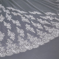 Fancy Lace Wedding Veils One-layer Big Trailing Cathedral Bride Veils