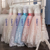 Sequined Sleeveless Ball Gown Flower Girl Dresses Kids Lace Appliqued Wedding Party Dresses