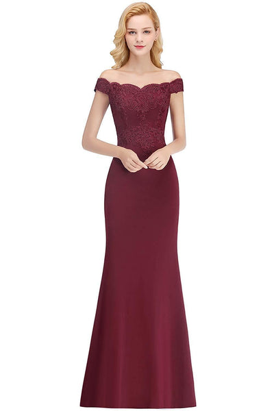 Sexy Off Shoulder Backless Evening Dresses Women Sheath Lace Top Evening Gowns