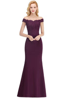 Sexy Off Shoulder Backless Evening Dresses Women Sheath Lace Top Evening Gowns