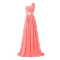 New Fashion One Shoulder Chiffon Evening Dresses Simple Ruffled Evening Gowns