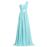 New Fashion One Shoulder Chiffon Evening Dresses Simple Ruffled Evening Gowns