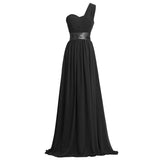 New Fashion One Shoulder Chiffon Evening Dresses Simple Ruffled Evening Gowns