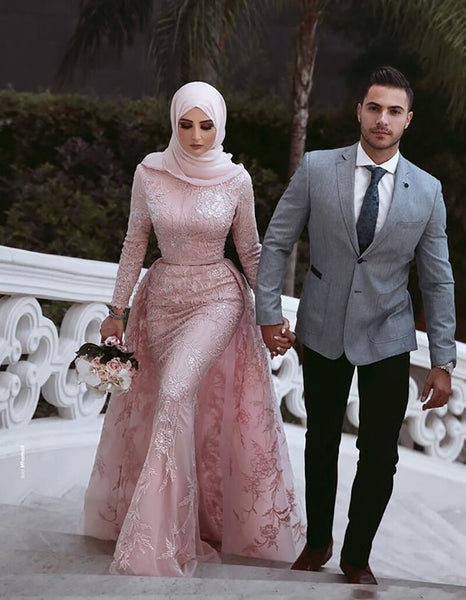 Custom Made Long Sleeve Mermaid Muslim Wedding Dresses Bridal Gowns Wi VLLUSISA Custom Made Long Sleeve Mermaid Muslim Wedding Dresses Bridal Gowns Wi VLLUSISA