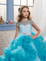 Robes de demoiselle d'honneur de luxe sur mesure pourpre rose enfants robes de fête de mariage d'anniversaire