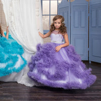 Robes de demoiselle d'honneur de luxe sur mesure pourpre rose enfants robes de fête de mariage d'anniversaire