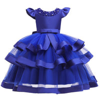 Tiered Kids Wedding Party Dress Ruffled Beading Cap Sleeve Ball Gown Flower Girl Dress