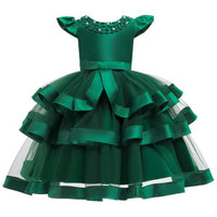 Vestido de festa de casamento infantil em camadas com babados e miçangas vestido de baile vestido de menina de flores