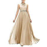 Beading Pleated Chiffon Prom Dress A Line Floor Length Halter Neckline Dinner Party Gown