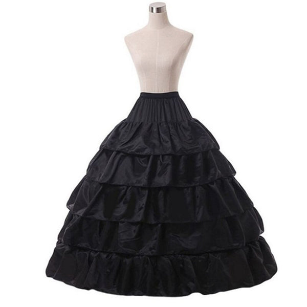 Nouveau design 4 cerceaux à volants Crinoline Bouffant Jupon noir pour robe de bal