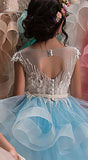 Vestido de fiesta con volantes Vestidos de niña de flores Vestidos de fiesta de boda de organza con gradas para niños