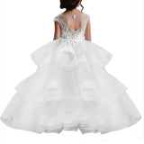 Ruffled Ball Gown Flower Girl Dresses Kids Tiered Organza Wedding Party Dresses