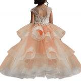 Ruffled Ball Gown Flower Girl Dresses Kids Tiered Organza Wedding Party Dresses