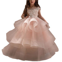 Ruffled Ball Gown Flower Girl Dresses Kids Tiered Organza Wedding Party Dresses