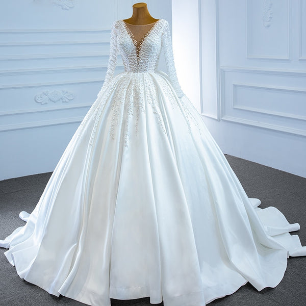 Custom Made Sexy Deep V Handmade Beaded Wedding Gown Long Sleeve Princ VLLUSISA Custom Made Sexy Deep V Handmade Beaded Wedding Gown Long Sleeve Princ VLLUSISA