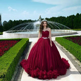 Fashion Ruffled Ball Gown Evening Dresses Strapless Sweetheart Party Prom Dresses