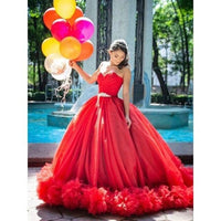 Fashion Ruffled Ball Gown Evening Dresses Strapless Sweetheart Party Prom Dresses