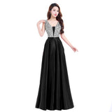 Fashion Sparkle Evening Gowns V-Neck Sleeveless Beading Satin Evening Dresses