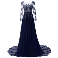 VLLUSISA Elegant Evening Gowns Illusion Long Sleeve Lace Appliqued Evening Dresses