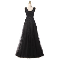 Fashion V-Neck Sleeveless Evening Gowns Open Back Beading Lace Evening Dresses