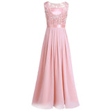 Fancy Sleeveless Lace Bridesmaid Dresses Ladies Long Chiffon Party Gowns