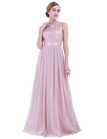 Fancy Sleeveless Lace Bridesmaid Dresses Ladies Long Chiffon Party Gowns