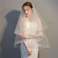 Shoulder Length Two-Layer Bridal Veil Pencil Edge Wedding Veils With Comb