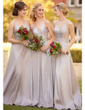 Fashion Spaghetti Strap Long Bridesmaid Dresses Soft Satin Maid Of Honor Dresses