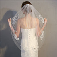 VLLUSISA Wedding Accessories Crystal Lace Bridal Veil Cut Edge Wedding Veil